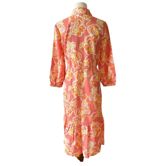 J MCLAUGHLIN FOLEY MIDI DRESS NWT S LINEN COTTON TRINIDAD ABSTRACT PARTY SUMMER - Picture 6 of 12